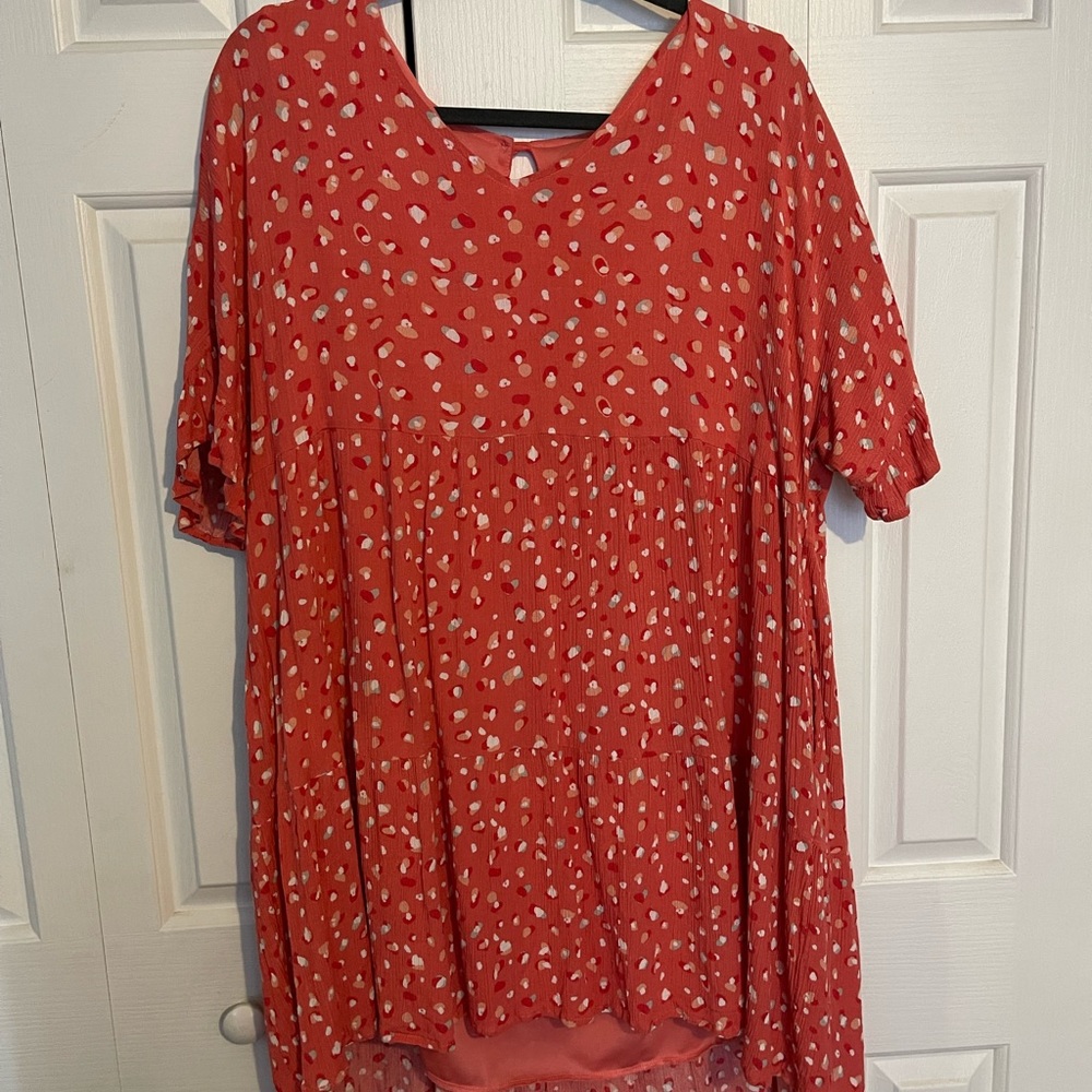 Pink leopard print babydoll dress